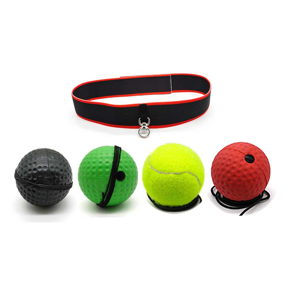 F4 Headband Boxing Reflex Ball 4 Balls Family Pack, Multiple Elastic Strings All Ages Fitness Training Set